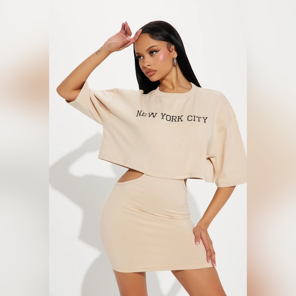 Fashion Nova Cream Pencil Skirt Set